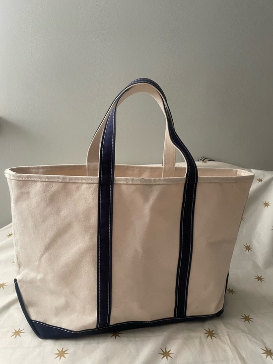 Handbags - L. L. Bean Boat and Tote Large Canvas Tote Cream and Navy